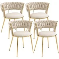 LVHOM Esszimmerstuhl Luxuriöse Samt-Stühle 2er-/4er-/6er-Set mit Rückenlehne & Metallbeine (Goldene Stuhlbeine & Rahmen, Geflochtener Stil, mehrere Farboptionen, 4 St), für höchsten Komfort und stilvolles Design für Ihr Zuhause