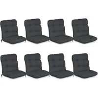 Beautissu Sitzauflage 8er Set Niedriglehner Auflagen Set Flair NL, 100x50x8cm, Graphitgrau, 8er Sitzkissen Niederlehner, Sitzpolster Gartenstuhl & Gartenmöbel