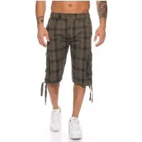 Kendindza Cargoshorts 3/4 Bermuda Shorts Herren, Kurze Hose Herren, Cargobermuda Taschen Knopf Reißverschluss Cargohose