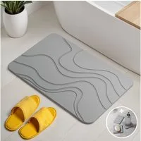 Björn&Schiller Badematte Stein Kieselgur Matte Badezimmer 60x39 cm Duschvorleger, Höhe 9 mm, rutschfeste Oberfläche, einfache Reinigung, schnelle Wasseraufnahme, umweltfreundlich, Kieselgur, Rechteckig, Schnelltrocknend