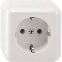 Schutzkontakt-Steckdose Aufputz mit Schraubbefestigung und Steckklemmen, 16 Ampere, 250 Volt weiß (glänzend), Retail