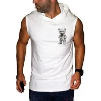RMK Tanktop Herren Tanktop Muskelshirt Gym Ärmellos Shirt mit Teddybär Druck aus Baumwolle