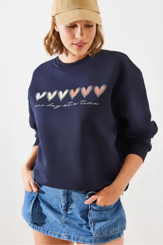 Herz-Muster Crewneck Sweatshirt