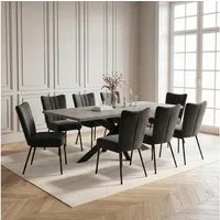 Jiexi Essgruppe Esstisch Ausziehbar 160-200cm mit Samtstühlen Metallbeine