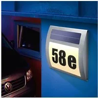 esotec LED Außen-Wandleuchte Edelstahl Hausnummer beleuchtet Solar WAVE 2 Farben 2800K 6000K 102035, Tagsüber lädt das Solarmodul den integrierten Akku auf. Bei Dämmerung schalten sich die Solarlampen für außen automatisch ein., LED fest integriert, 