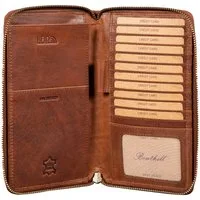 Benthill Brieftasche Echt Leder Reisebrieftasche Dokumententasche Organizer RFID Geldbörse, RFID-Schutz Kartenfächer Münzfach Reißverschlussfach