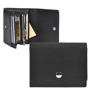 Geldbörse 3-fächrig Leder schwarz 11x9cm | Sonnenleder Seeve Portemonnaie. Ein kompakter Begleiter für die perfekte Organisation Ihrer Finanzen.