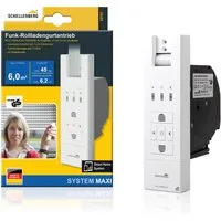 SCHELLENBERG Rollladengurt-Antrieb Unterputz, elektrischer Funk-Gurtwickler RolloDrive 65 Premium, bis 6 m² Fläche und 45 kg Zugkraft, Smart Home fähig, System Maxi