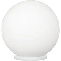 EGLO Tischleuchte RONDO Tischlampe, Metall in weiß, Glas in Opal matt weiß, E27, ohne Leuchtmittel, Leuchtmittel wechselbar, Nachttischlampe, zeitloses Design, modern, schlicht, 20x20cm