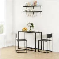 HOMCOM Essgruppe Esstisch Set, (Esstisch mit 2 Stühlen, 3-tlg., Platzsparend Esszimmergruppe), für Esszimmer, Küche Schwarz