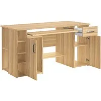 VOGL Möbelfabrik Schreibtisch Tim mit seitlich offenen Fächern & Tastaturauszug, Druckerablage, 1 Schublade, Breite 138 cm, Made in Germany