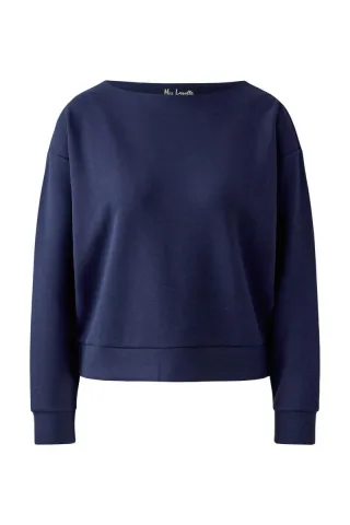 Miss Lagotte - Sweatshirt mit U-Boot-Kragen blau - Gr. - 36