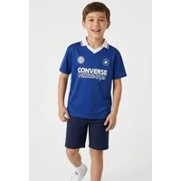 Converse Poloshirt CNVB BLEACHER SOCIETY NOVELTY Kurzarm-Design, für Kinder und Jugendliche, aus Polyester