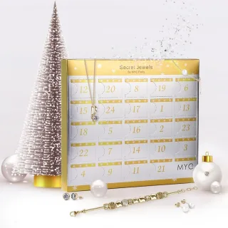 Adventskalender 13 Juwelen und 11 Perlen - Gold und Kristall