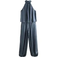 Next Jumpsuit Jumpsuit aus Satin mit Neckholder und Ballon-Bein (1-tlg)