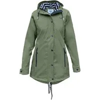 MADSea Regenjacke Friesennerz Oliv taillierter Regenmantel mit gestreiftem Innenfutter