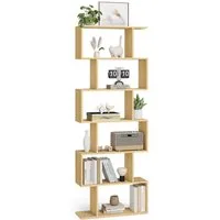 VASAGLE Bücherregal, 1-tlg., Standregal, Büroregal, 6 Fächer, Holzwerkstoff, 70x190,5x24cm (BxHxT)