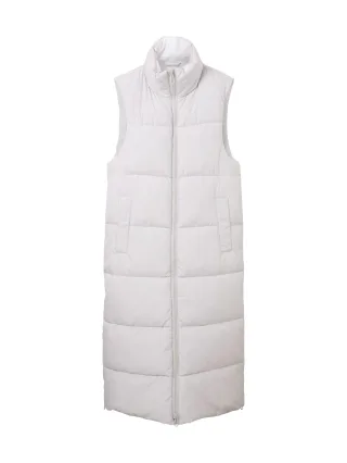 Denim Tom Tailor - Lange Puffer-Weste basic light grey - Gr. - S