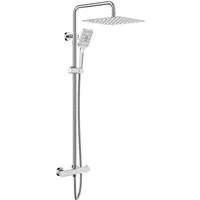 Rainsworth Duschsystem Thermostat, 3 Strahlarten, 25 cm Regendusche, 38 °C Sicherheitssperre, 3 Strahlart(en), komplett-set, 92-126 cm Duschstangen Edelstahl Duschamaturenset Wassersparend