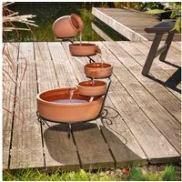 esotec Gartenbrunnen Solar Kaskadenbrunnen Livorno aus Keramik, terrakotta, H=55cm 101302, (Komplettset)