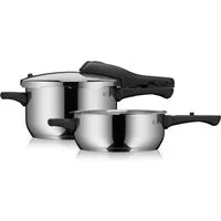 WMF Schnellkochtopf Perfect One Pot, Dampfkochtopf Induktion 4,5l + 3l, großes Kochsignal, Cromargan® Edelstahl Rostfrei 18/10 (Set, 2-tlg., 1x Schnellkochtopf 4,5 I mit Deckel und 1x Schnellbratpfanne 3,0 l), Abnehmbarer Deckelgriff, für alle Herdar