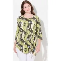 Ulla Popken Longshirt Longshirt A-Linie Rundhals 3/4-Arm Biobaumwolle