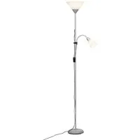 Brilliant Deckenfluter Spari, LED wechselbar, Warmweiß, LED Stehlampe Lesearm silber/weiß