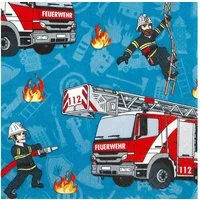 HOME FASHION Papierserviette 20 Servietten Fire Fighter - Feuerwehr im Einsatz 33x33cm, (20 St)
