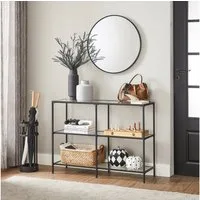 VASAGLE Konsolentisch mit 3 Hartglas-Ablagen, Beistelltisch, Flurtisch, Breite100/130cm