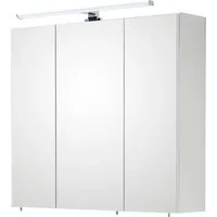 Saphir Spiegelschrank Quickset 360 Badschrank, 3 Spiegeltüren, 6 Einlegeböden, 75 cm breit inkl. LED-Beleuchtung, Türdämpfer, Schalter-/Steckdosenkombination