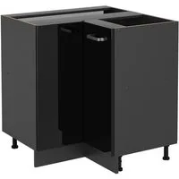 Vicco Eckunterschrank R-Line, Schwarz Hochglanz/Anthrazit, 75.6 cm ohne Arbeitsplatte (1-St)