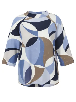 VIA APPIA DUE - Sweatshirt Stehkragen 3/4 Arm Druck indigo multicolor - Gr. - 44