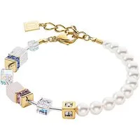 COEUR DE LION Armband Schmuck Edelstahl GeoCUBE® Precious Fusion Pearls Würfelkette, Made in Germany - mit Schmucksteinen - mit Swarovski® Perle