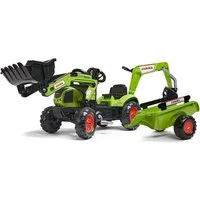 Falk Toys Trettraktor Claas Kinder-Baggerlader, mit beweglichem Baggerarm & Anhänger
