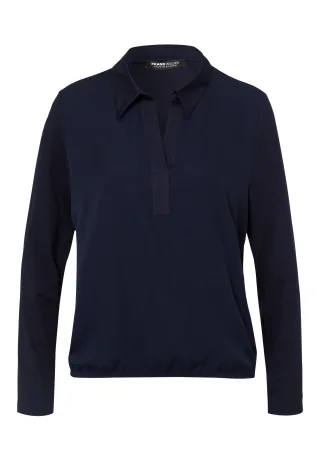 FRANK WALDER - Blusenshirt NOS mit Poloblende ink - Gr. - 36