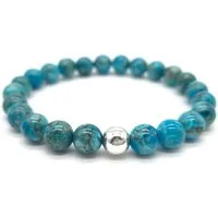 NAHLE Perlenarmband Echter Türkis mit 925 Silberperle Naturstein Armband (inkl. Schmuckbox), dehnbar - mit 925 Silberperle - in vielen Größen erhältlich