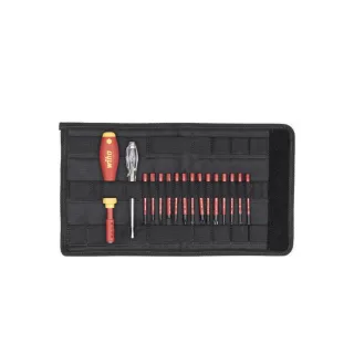 Wiha Schraubendreher mit Bithalter SoftFinish electric slimVario gemischt 17-teilges Set mit Falttasche - 36068