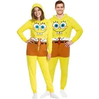 United Labels® Kostüm SpongeBob Schwammkopf Kostüm Overall Kapuze Onesie Jumpsuit Einteiler