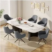 HawthyHome Polsterstuhl 360° drehbar mit Armlehne und Metallbeinen, 4-Fußstuhl (6 St), Moderner Küchenstuhl Esszimmerstuhl für Wohnzimmer & Büro