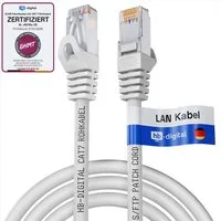 HB-DIGITAL Patchkabel CAT.7 Rohkabel LAN Kabel Cat7 S/FTP PiMF LSZH Netzwerkkabel, Netzwerkstecker, RJ-45 (25 cm), Kontaktoberfläche: Pins Vergoldet 50µ