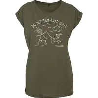 Youth Designz Print-Shirt Die Mit Hund Geht" Damen T-Shirt Statement Geschenk Frauen Motiv mit stylischen Frontprint für Frauen