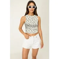 No Matter What T-Shirt Baumwoll-Crop-Top mit Blumenmuster