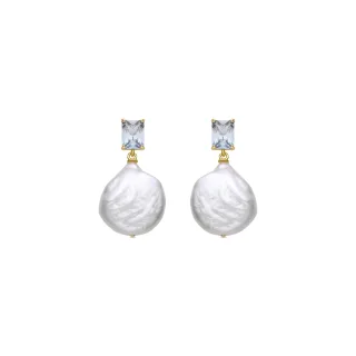Luxenter Sterling Silber 925 und weiße Perlenohrringe in 18k Gelbgold - Dyafa