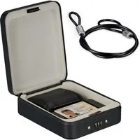 relaxdays Autotresor Sicherheitsbox tragbar mit Zahlenschloss