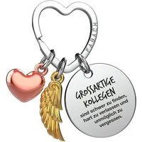 FABACH Schlüsselanhänger Glücksbringer Herz und Engelsflügel mit Gravur "Beste Kollegin"