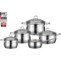Elo Topf-Set Platin, Edelstahl 18/10 (Set, 9-tlg., 1 Bratentopf 20 cm, je 1 Fleischtopf 16/20/24 cm, 1 Kasserolle 16 cm), Induktion