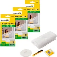 SCHELLENBERG Fliegengitter-Gewebe Insektenschutz und Mückenschutz für Fenster ohne bohren, (Set, 3-St), inkl. Befestigungsband, 150 x 180 cm, anthrazit und weiß