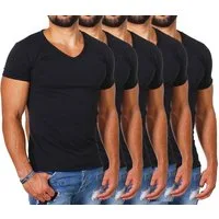 CARISMA T-Shirt Herren Uni Basic 4066 tief-breit geschnittener Ausschnitt vintage Look V-Ausschnitt unifarben kurzarm slim fit