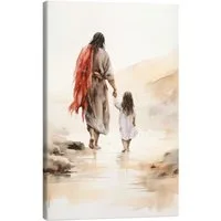 Posterlounge Wandbild Kleines Mädchen geht mit Jesus spazieren, DejaReve, erhältlich als Poster, Leinwandbild, Wandsticker oder Acrylglasbild