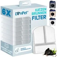 Lovpet Trinkbrunnen 6er-Set Filter - Doppel-Filtersystem Aktivkohle & Filter-Steine, Wasserfilter kompatibel mit Lovpet Trinkbrunnen für Katzen